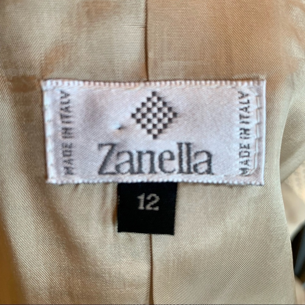 New ZANELLA Amanda Cotton Blend Woven Tan Blazer Made in Italy Career Tailored - Picture 3 of 15